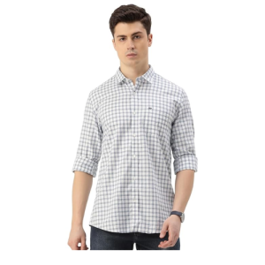 Peter England Men's Slim Fit Full Sleeve Checkered Casual Shirt | 100% Cotton | Premium Twill Weave